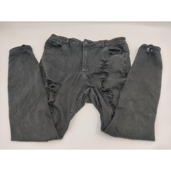 Refuge Miami Jeans‎ Womens Size 15 Faded Black HighWaisted Ripped Skinny Urban - Picture 1 of 12